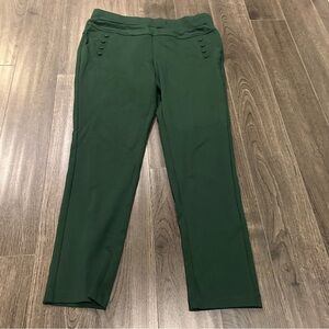 Chic Forest Green Pants with Button Detail
